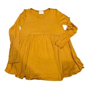 Mustard Long Sleeve Peplum Tunic Top
